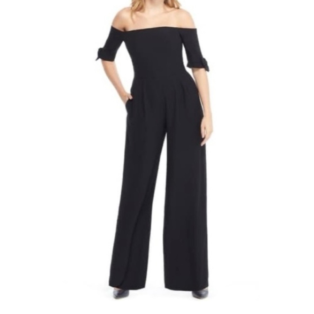 Gal Meets Glam Elegant Off-Shoulder Black Jumpsuit Meredith Party